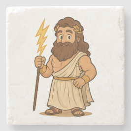 Posavasos De Piedra Cute Cartoon Zeus – Greek Mythology God of Thunder