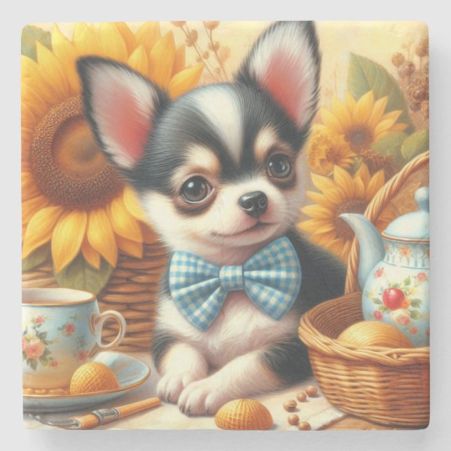 Posavasos De Piedra Cute Chihuahua Puppy (Anverso)