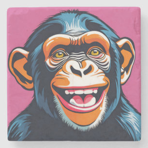 Posavasos De Piedra Cute Chimpanzee Laughs