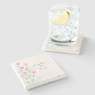 Posavasos De Piedra Cute Country Daisies Pink Floral