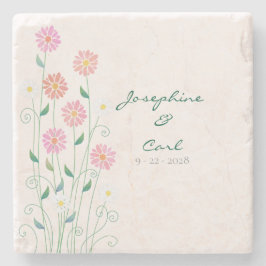 Posavasos De Piedra Cute Country Daisies Pink Floral