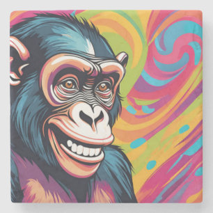 Posavasos De Piedra Cute Crazy Funny Chimpanzee