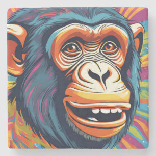 Posavasos De Piedra Cute Crazy Funny Chimpanzee