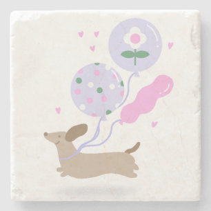 Posavasos De Piedra Cute Dachshund Weiner Perro Lover Fiesta Rosa