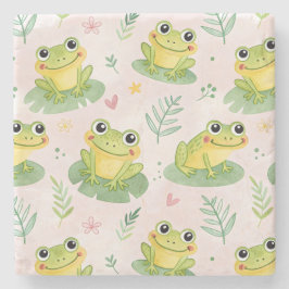 Posavasos De Piedra Cute frogs Pattern