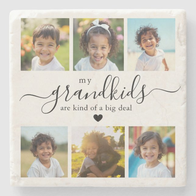 Posavasos De Piedra Cute Grandkids Photo Collage for Grandma (Anverso)