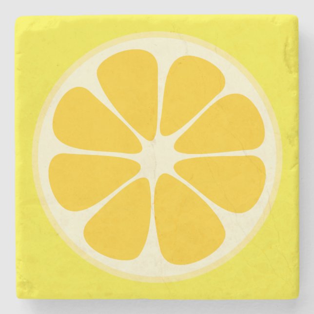 Posavasos De Piedra Cute Juicy Citrus Lemon Tropical Fruta (Anverso)