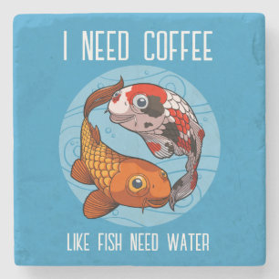 Posavasos De Piedra Cute Koi Carp Necesito Café Como El Pescado Necesi