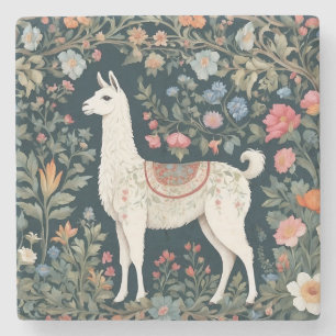 Posavasos De Piedra Cute Llama Elegante Floral