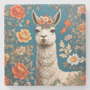 Posavasos De Piedra Cute Llama William Morris inspirado en la floral