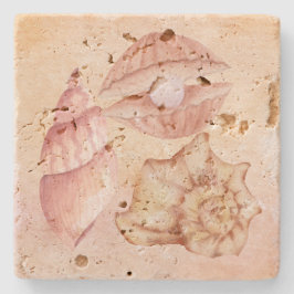 Posavasos De Piedra Cute nautical background seashell Pink