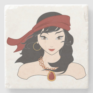 Posavasos De Piedra Cute Pirate Chick
