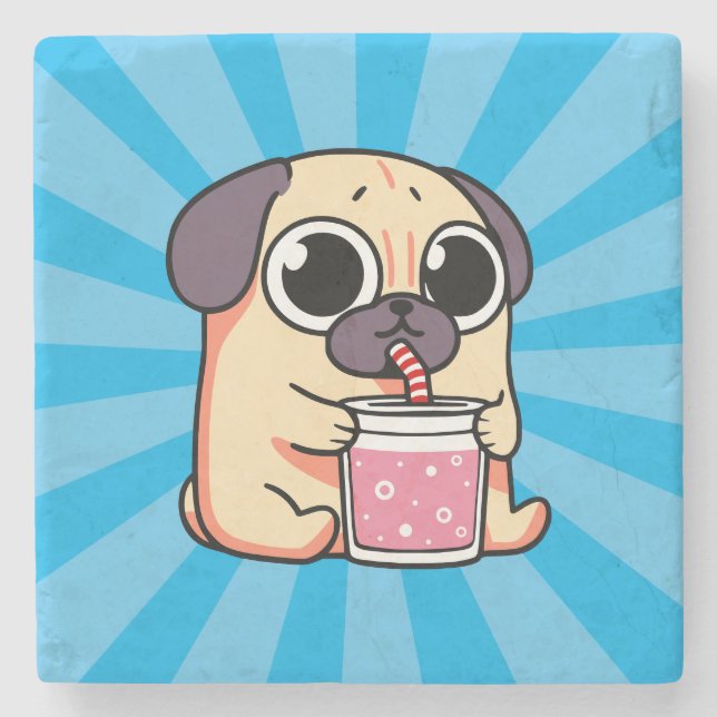 Posavasos De Piedra Cute Pug (Anverso)
