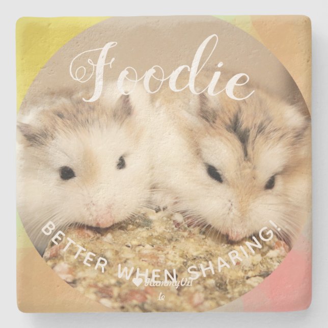 Posavasos De Piedra Cute Robo Hamsters Foodie (Anverso)