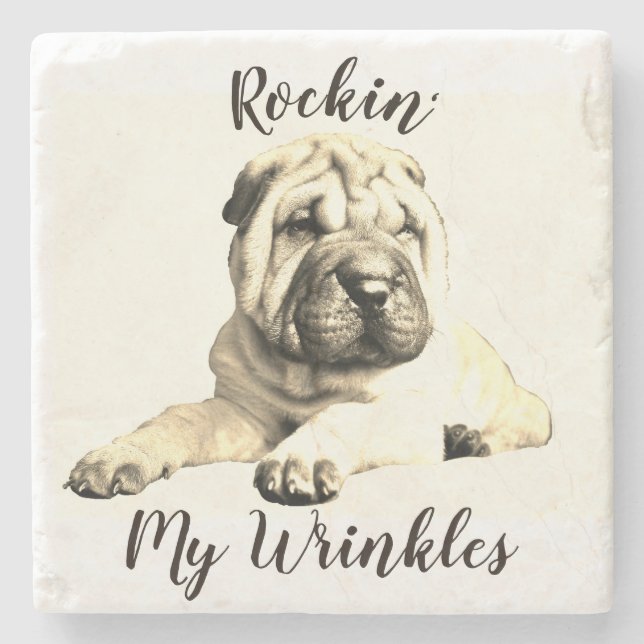 Posavasos De Piedra Cute Shar Pei Marble Coaster (Anverso)