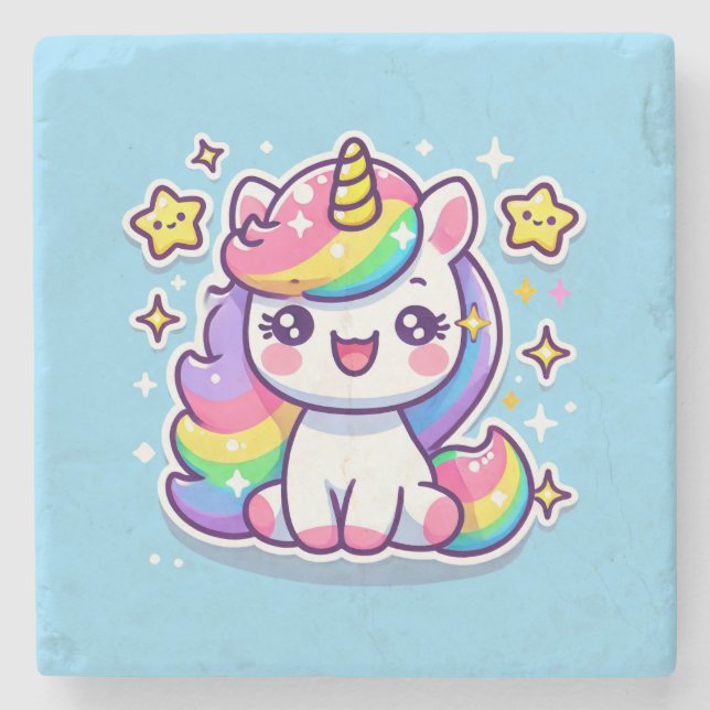 Posavasos De Piedra Cute unicornio (Anverso)
