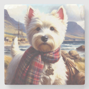 Posavasos De Piedra Cute West Highland White Terrier Pintura