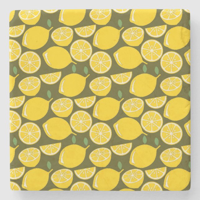 Posavasos De Piedra Cuto de diversión moderno amarillo limón (Anverso)