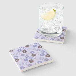 Posavasos De Piedra Cuto dulce Donut fondo azul sólido rociar