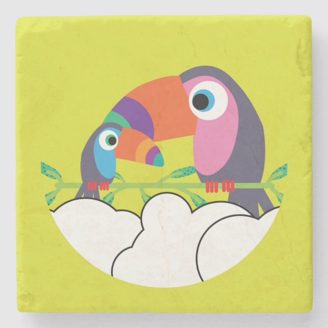 Posavasos De Piedra Cuto Toucan | Amar a los turistas | Aves divertida (Anverso)