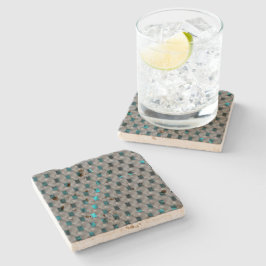 Posavasos De Piedra Cyan image under grey plates, rectangle shapes