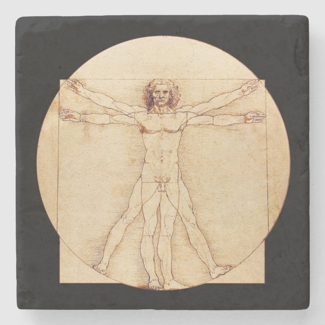 Posavasos De Piedra Da Vinci Vitruvian Man (Anverso)