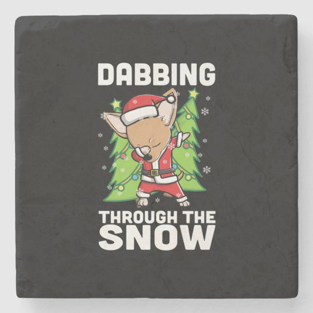 Posavasos De Piedra Dabbing a través de Navidades de Nieve Chihuahua p (Anverso)