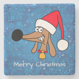Posavasos De Piedra Dachshund de Navidad festivo