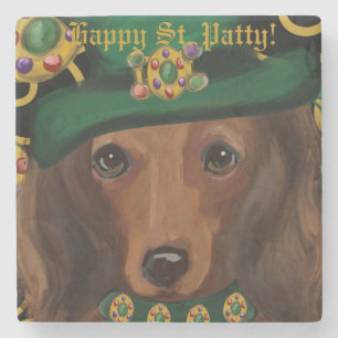 Posavasos De Piedra Dachshund pelirrojo de pelo largo