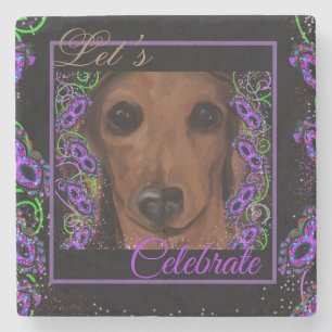 Posavasos De Piedra Dachshund Rojo    