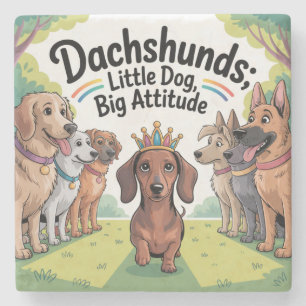 Posavasos De Piedra Dachshunds Pequeño Perro, Gran Actitud