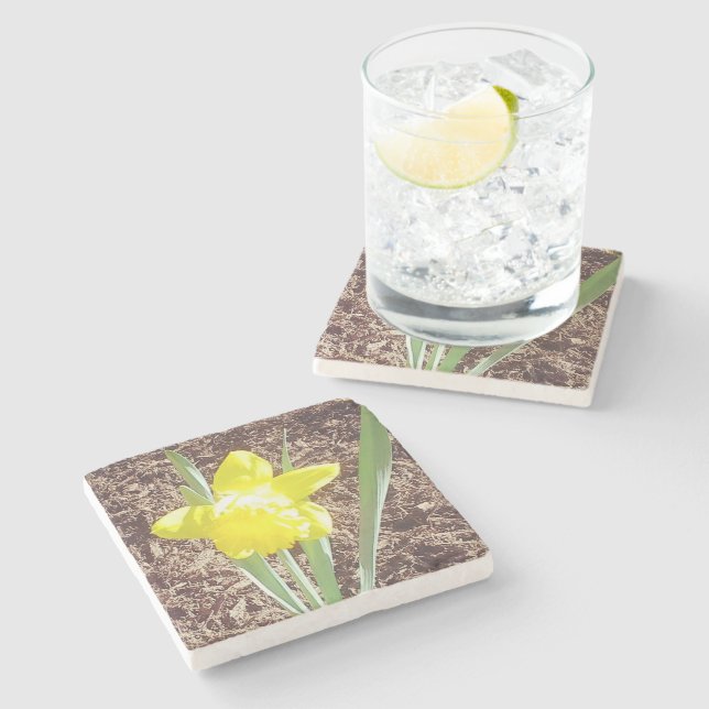 Posavasos De Piedra Daffodil de primavera amarilla (Lateral)