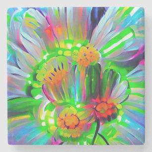 Posavasos De Piedra Daisies abstractos neones con colores vivos