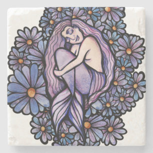 Posavasos De Piedra Daisies morados Sirena de dormir