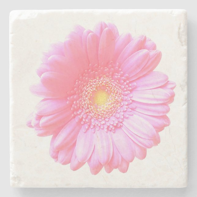 Posavasos De Piedra Daisy gerbera rosa claro (Anverso)
