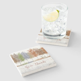 Posavasos De Piedra Dales gracias árboles de Acción de Gracias y cierv