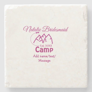 Posavasos De Piedra Dama de honor de campamento rosa agregar nombre fe