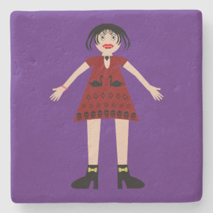Posavasos De Piedra Dama de vampiros gótica de Halloween