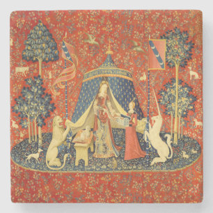 Posavasos De Piedra Dama y Unicornio Tapiz Medieval: Arte Francés