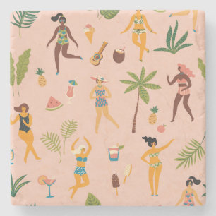 Posavasos De Piedra Damas De Bañera: Danza Tropical Vintage