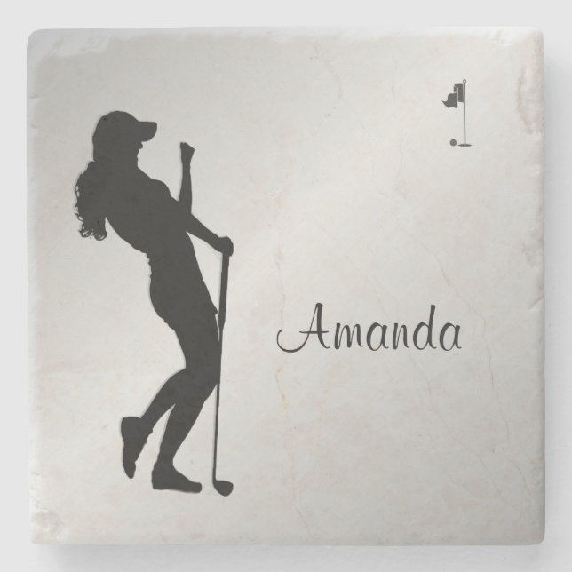 Posavasos De Piedra Damas Golfer Personal (Anverso)