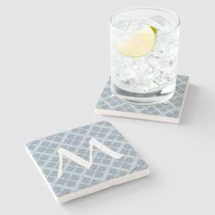 Posavasos De Piedra Damasco francés gris marroquí con monograma