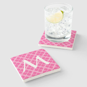 Posavasos De Piedra Damasco rosado marroquí con monograma