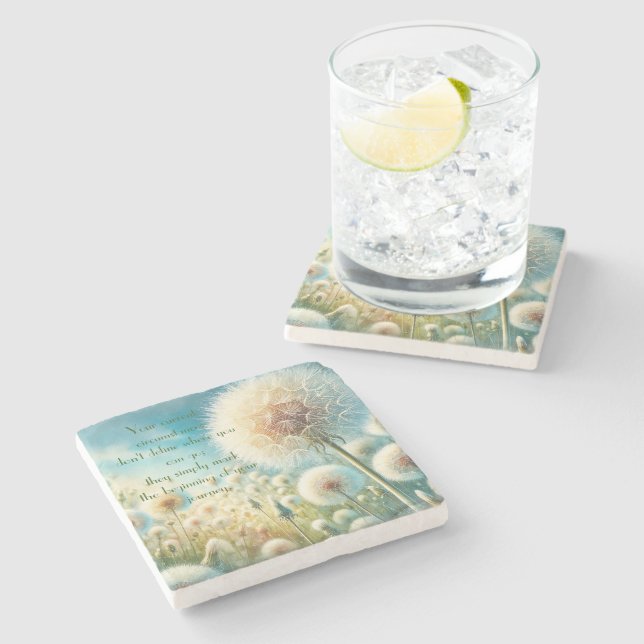 Posavasos De Piedra Dandelion Blowball y Cita #2 (Lateral)