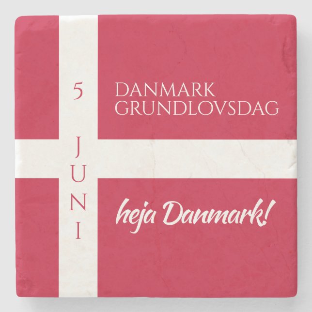 Posavasos De Piedra Danmark Grundlovsdag Bandera del Día Nacional Dané (Anverso)