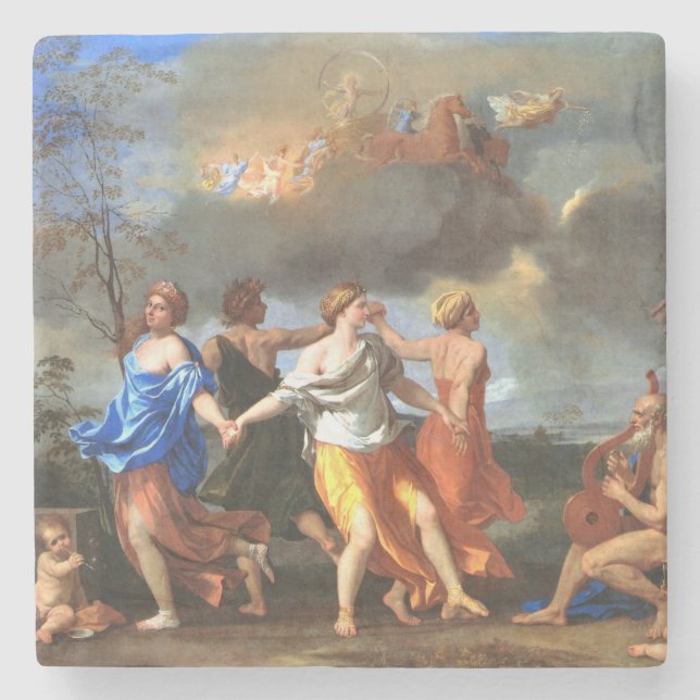 Posavasos De Piedra Danza a la música del tiempo (por Nicholas Poussin (Anverso)
