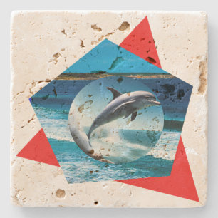 Posavasos De Piedra Danza De Delfines En Las Ondas, Pascua De Piedra