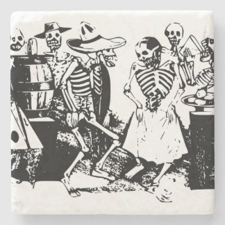 Posavasos De Piedra Danza esquelética mexicana de Posada del vintage
