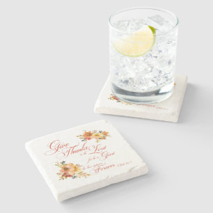 Posavasos De Piedra Dar gracias al Señor otoño acuarela floral