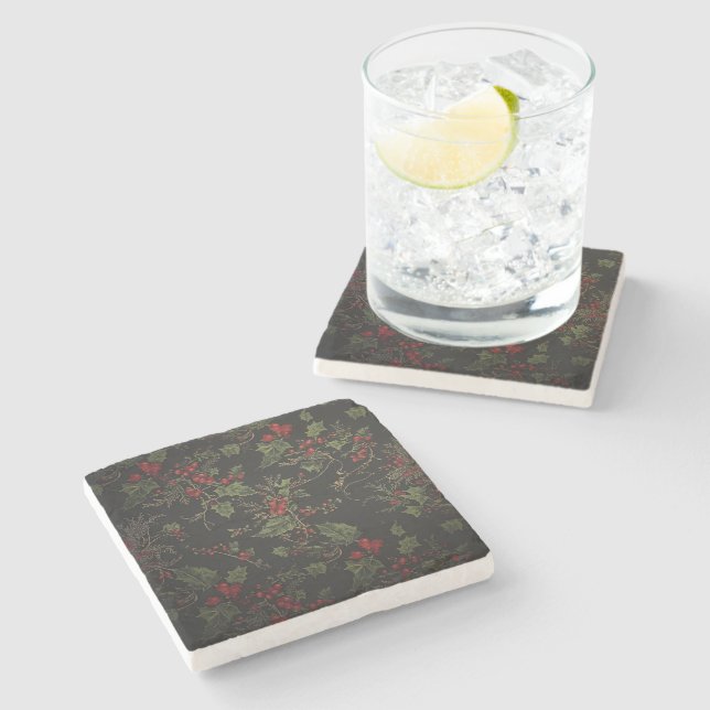 Posavasos De Piedra Dark Crimson Victorian Coaster (Lateral)